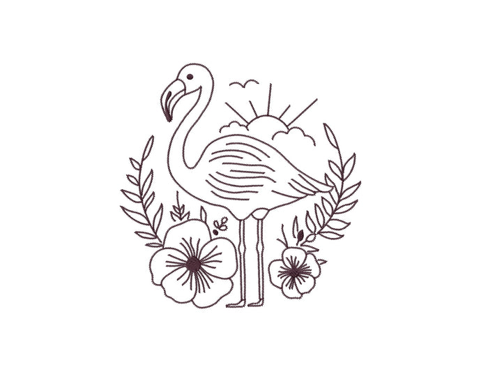 Boho flamingo machine embroidery design-Kraftygraphy