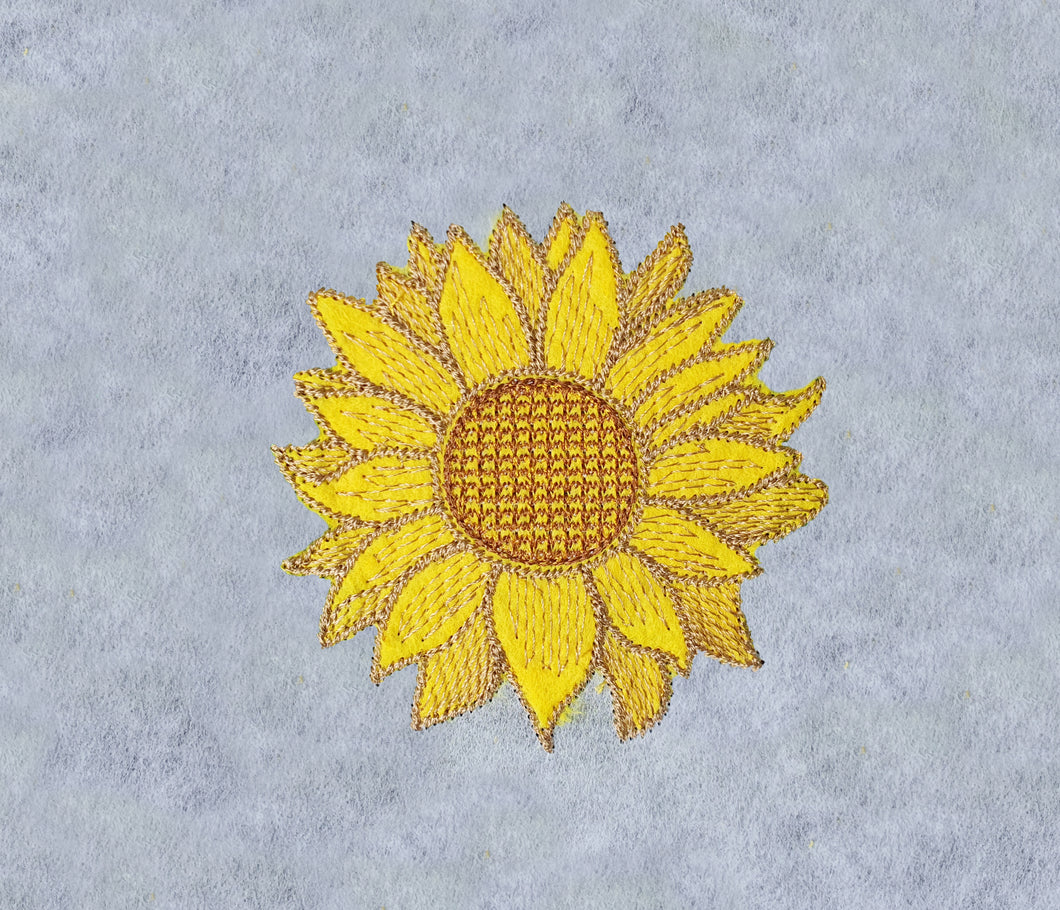 Sunflower applique embroidery design for machine-Kraftygraphy