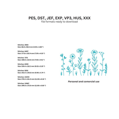 Daisy Floral Embroidery Designs – Botanical Outline Patterns for Machine Embroidery-Kraftygraphy