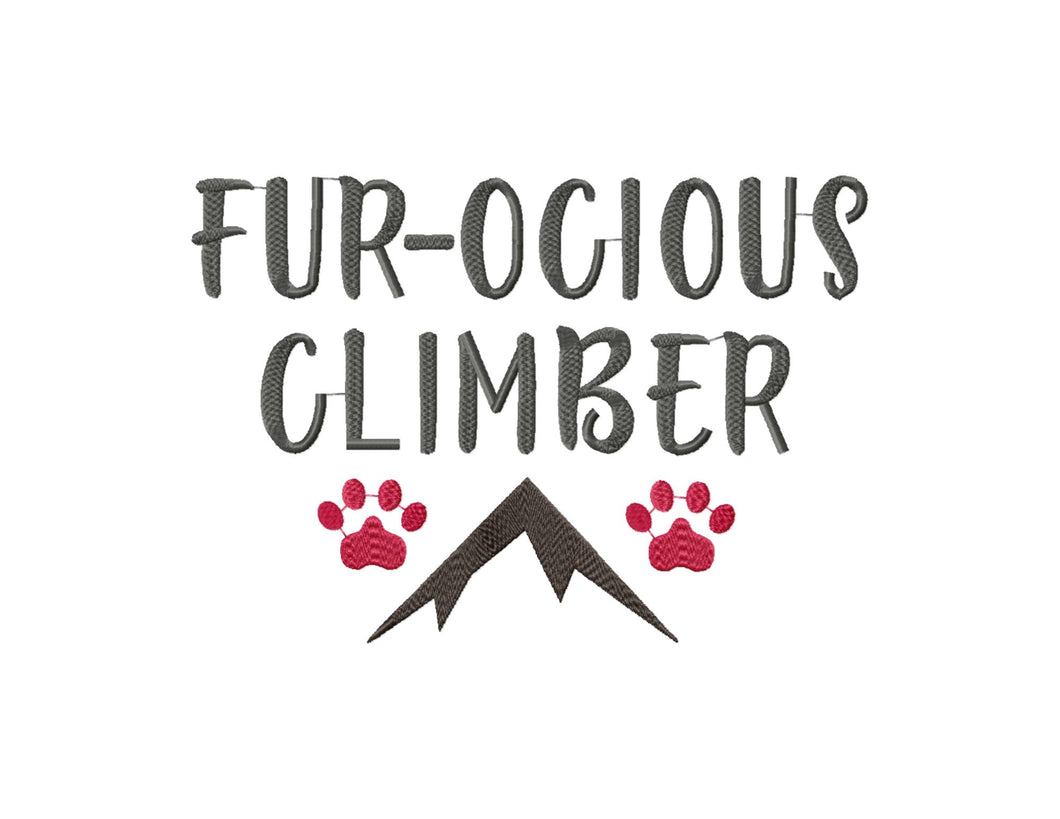 Funny hiking dog bandana machine embroidery design download - Fur-ocious climber-Kraftygraphy