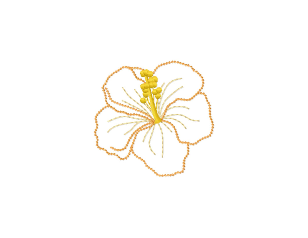 Hibiscus flower outline machine embroidery design-Kraftygraphy