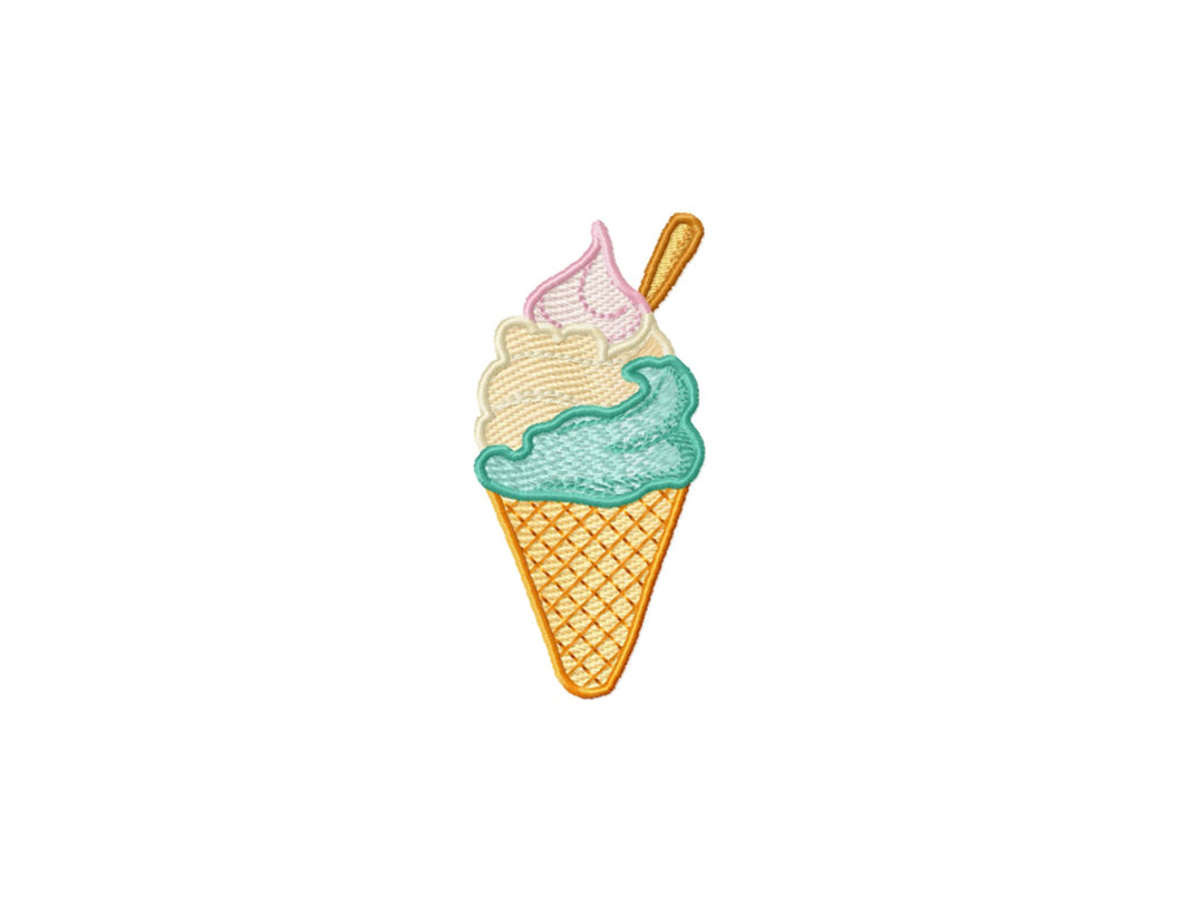 Ice cream cone fill stitch with light density, small sizes-Kraftygraphy