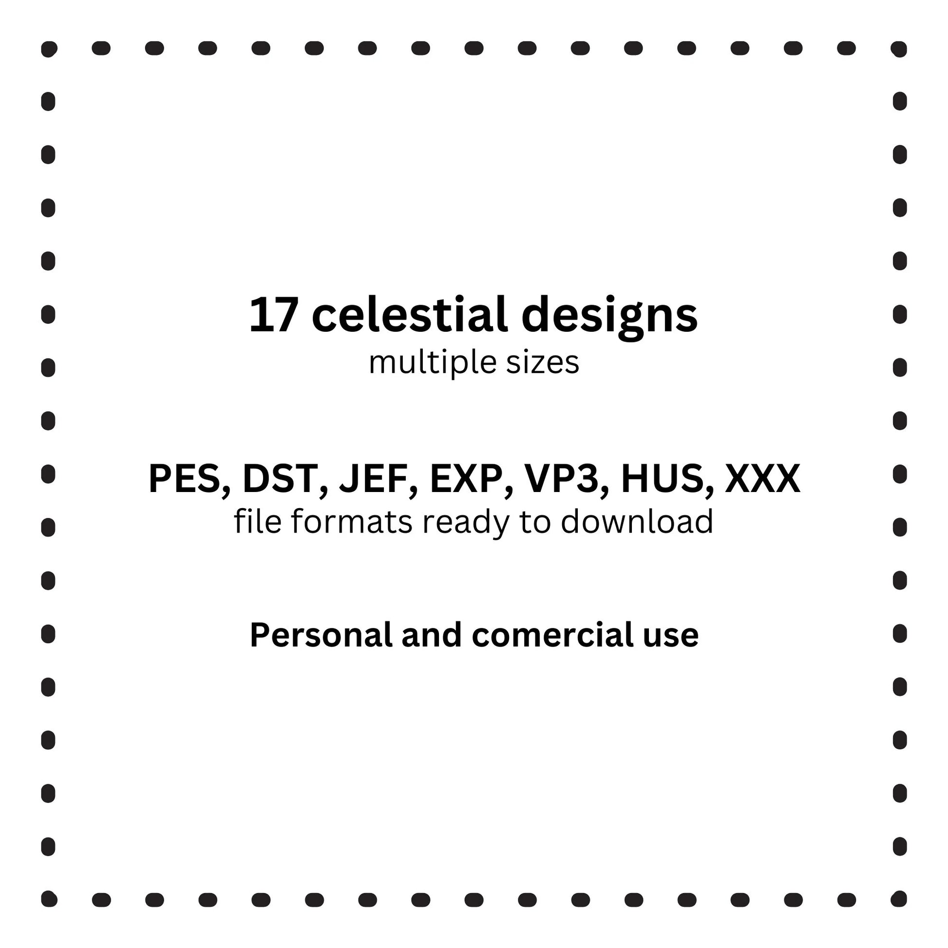 Celestial Embroidery Designs Bundle – Moon, Stars & Sun Machine Embroidery Files, Triple Stitch Low-Density-Kraftygraphy