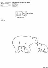 Load image into Gallery viewer, Mama bear and cub embroidery design line art for machine projects on Mother&#39;s Day and new mom-Kraftygraphy

