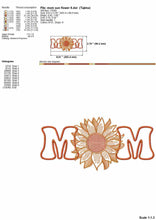 Load image into Gallery viewer, Mom word with sunflower applique embroidery design for machine-Kraftygraphy
