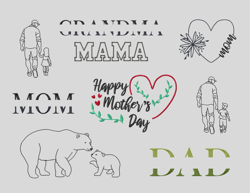 Mother's Day embroidery design bundle-Kraftygraphy