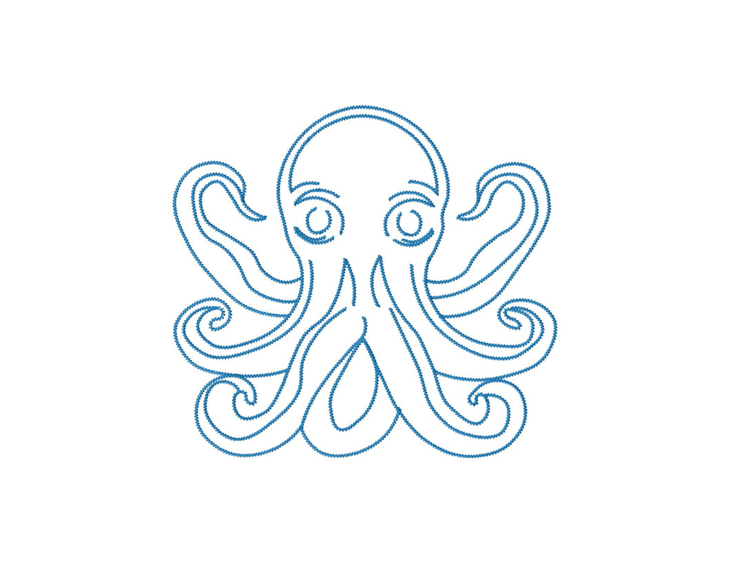 Octopus outline machine embroidery design-Kraftygraphy