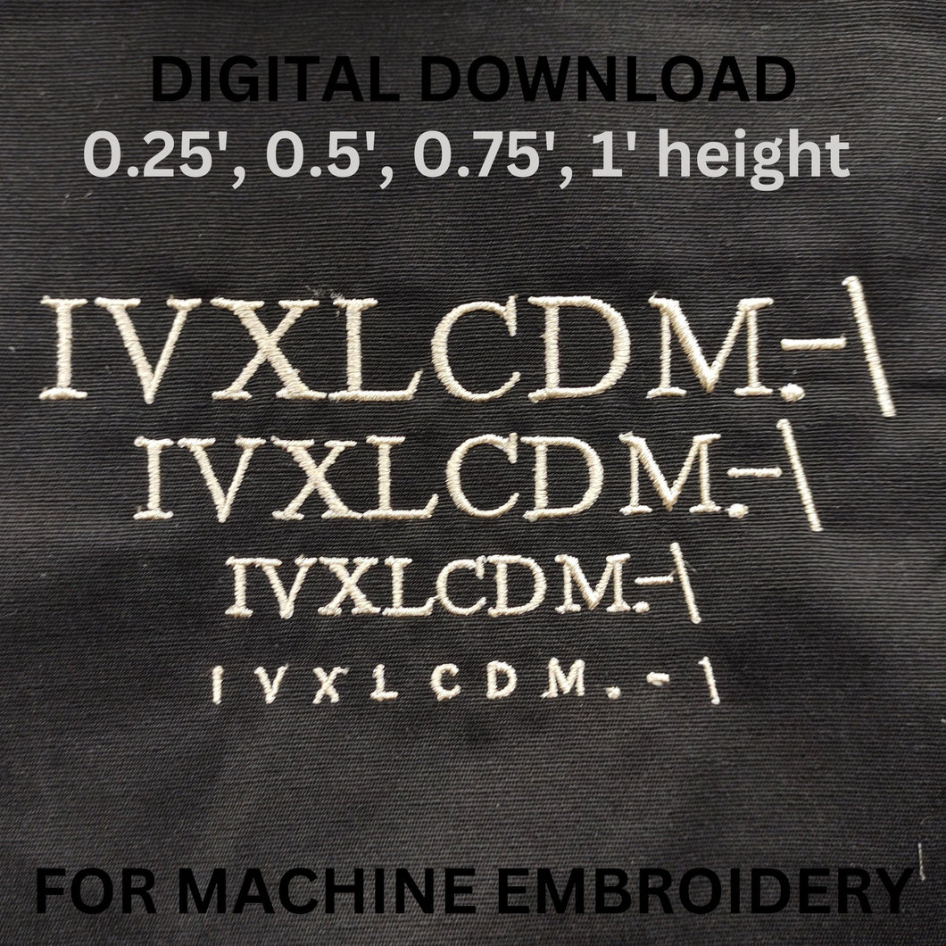 Roman numerals machine embroidery designs for couple sweatshirts, shirts and hoodies, 4 sizes-Kraftygraphy