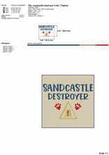 Load image into Gallery viewer, Funny dog machine embroidery design for summer bandana embroidery - Sandcastle destroyer-Kraftygraphy
