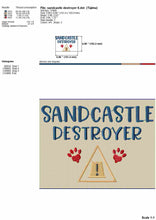 Load image into Gallery viewer, Funny dog machine embroidery design for summer bandana embroidery - Sandcastle destroyer-Kraftygraphy
