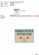 Load image into Gallery viewer, Funny dog machine embroidery design for summer bandana embroidery - Sandcastle destroyer-Kraftygraphy
