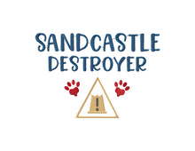 Load image into Gallery viewer, Funny dog machine embroidery design for summer bandana embroidery - Sandcastle destroyer-Kraftygraphy
