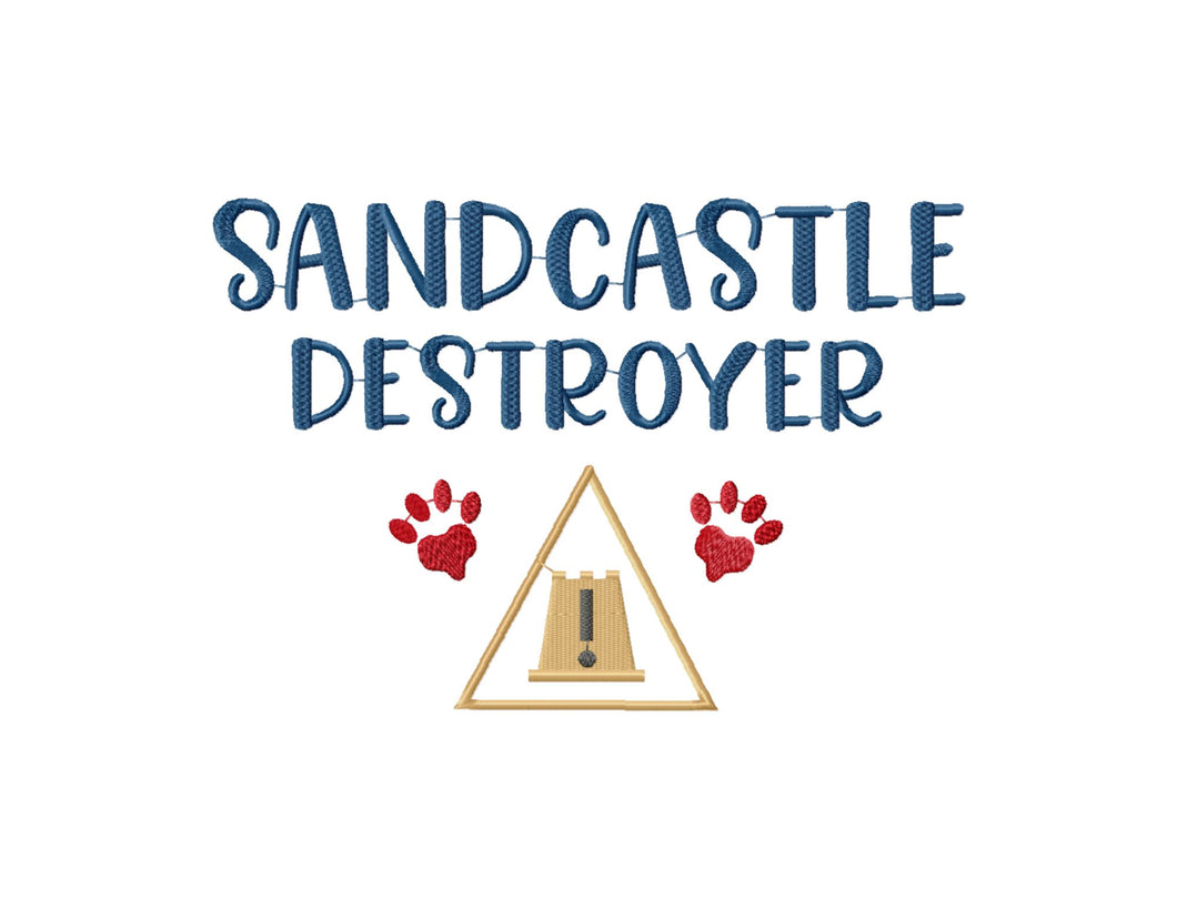 Funny dog machine embroidery design for summer bandana embroidery - Sandcastle destroyer-Kraftygraphy
