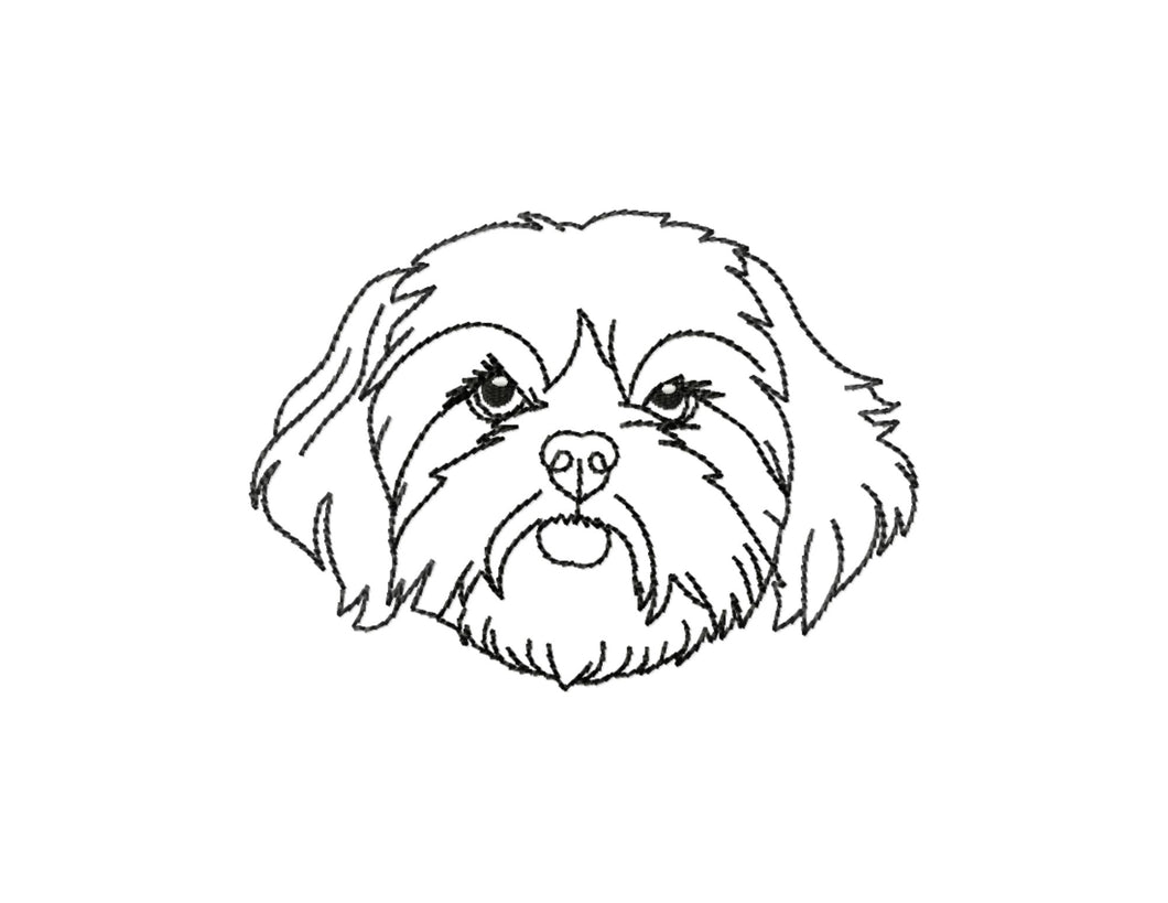 Shih Tzu dog face machine embroidery design-Kraftygraphy