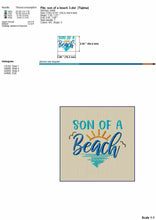 Load image into Gallery viewer, Son of a beach embroidery design with beach theme-Kraftygraphy
