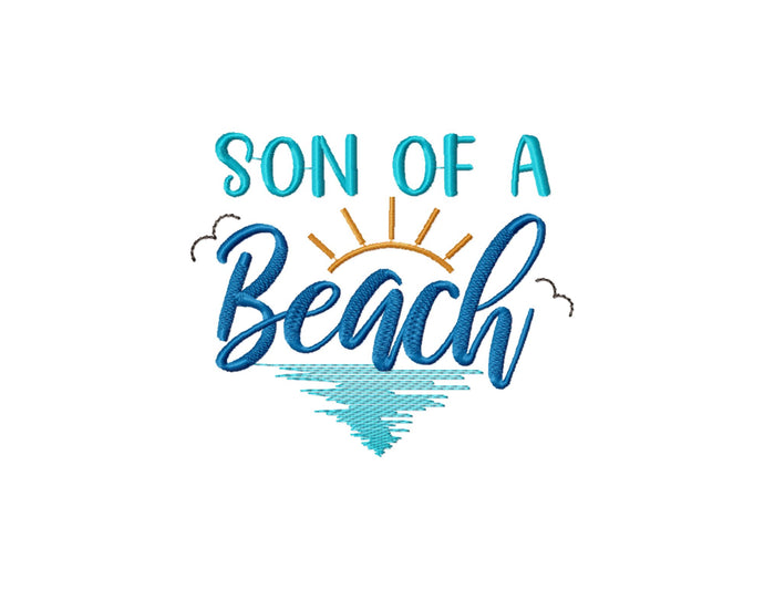 Son of a beach embroidery design with beach theme-Kraftygraphy