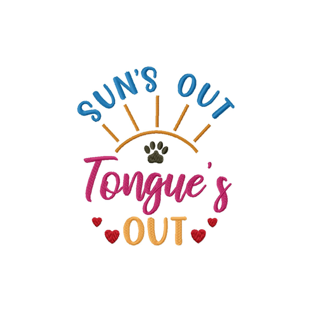 Dog embroidery designs for summer - Sun's out, tongue's out-Kraftygraphy