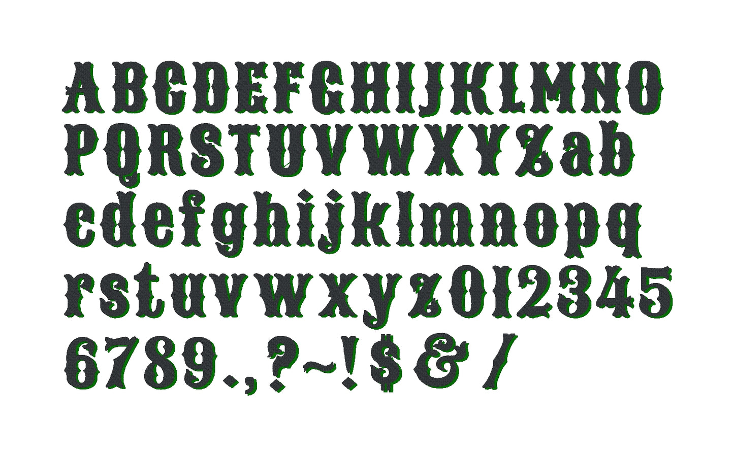 Western Native Bx Font, Fill and Shadow, Punctuation and Numbers-Kraftygraphy