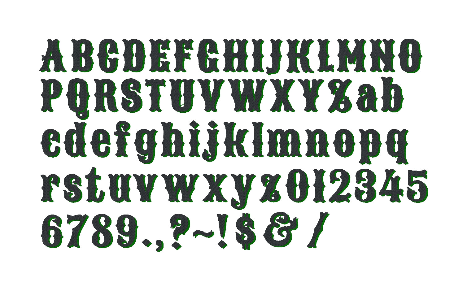 Western Native Bx Font, Fill and Shadow, Punctuation and Numbers-Kraftygraphy