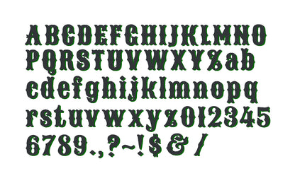 Western Native Bx Font, Fill and Shadow, Punctuation and Numbers-Kraftygraphy
