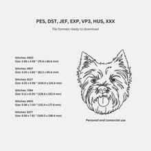 Load image into Gallery viewer, Westie face machine embroidery design, multiple sizes and file types, outline sketch style-Kraftygraphy
