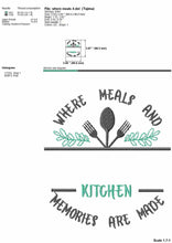 Load image into Gallery viewer, Kitchen apron embroidery design - Where meals and memories are made-Kraftygraphy
