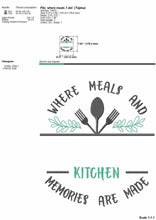 Load image into Gallery viewer, Kitchen apron embroidery design - Where meals and memories are made-Kraftygraphy
