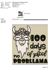 Load image into Gallery viewer, 100 Days of School No Probllama Machine Embroidery Designs, Llama Face Embroidery Fill Stitch-Kraftygraphy

