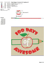 Load image into Gallery viewer, 100 Days of School Machine Embroidery Designs-Kraftygraphy

