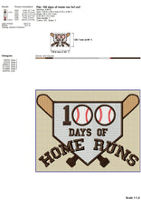 Load image into Gallery viewer, 100 Days of School Baseball Machine Embroidery Sayings,-Kraftygraphy
