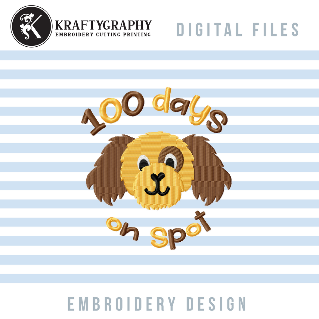 100 Days on Spot Embroidery Patterns, Spotted Dog Face Embroidery Designs,-Kraftygraphy