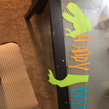 Load image into Gallery viewer, Happy Birthday Dinosaur Banner SVG Cut Digital Files, Dinosaur Birthday PDF Files, T-Rex Dxf Laser Cut Files, Birthday Party Banner SVG, Dinosaur Party SVG, Bunting Banner Clipart, Party Shirt PNG Sublimation, Paper Cut Banner-Kraftygraphy
