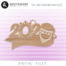 Load image into Gallery viewer, 2020 Christmas Ornament SVG Cut File, Paper Cut Christmas Tree Decoration SVG Files, Santa With Mask Clipart, Christmas 2020 PNG for Sublimation, Virus Dxf Files, Funny Quarantine Ornament SVG Design, 2020 Word Art SVG-Kraftygraphy
