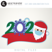 Load image into Gallery viewer, 2020 Christmas Ornament SVG Cut File, Paper Cut Christmas Tree Decoration SVG Files, Santa With Mask Clipart, Christmas 2020 PNG for Sublimation, Virus Dxf Files, Funny Quarantine Ornament SVG Design, 2020 Word Art SVG-Kraftygraphy
