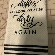 Load image into Gallery viewer, Funny dish towel sayings machine embroidery designs - dirty dishes-Kraftygraphy
