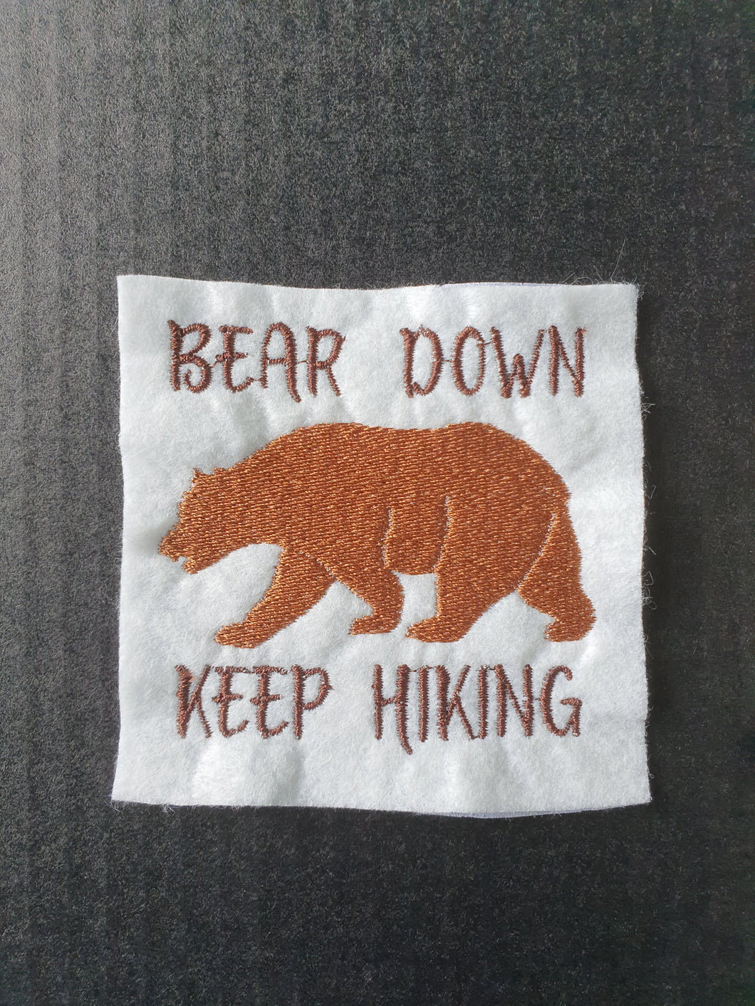 Funny motivational hiking embroidery designs - Bear down and keep hiking-Kraftygraphy