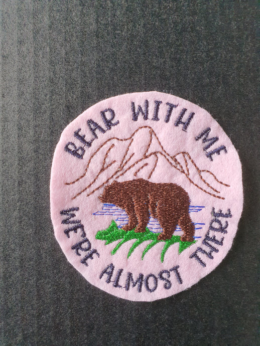 Bear puns for hiking embroidery designs projects - Bear with me we're almost there-Kraftygraphy