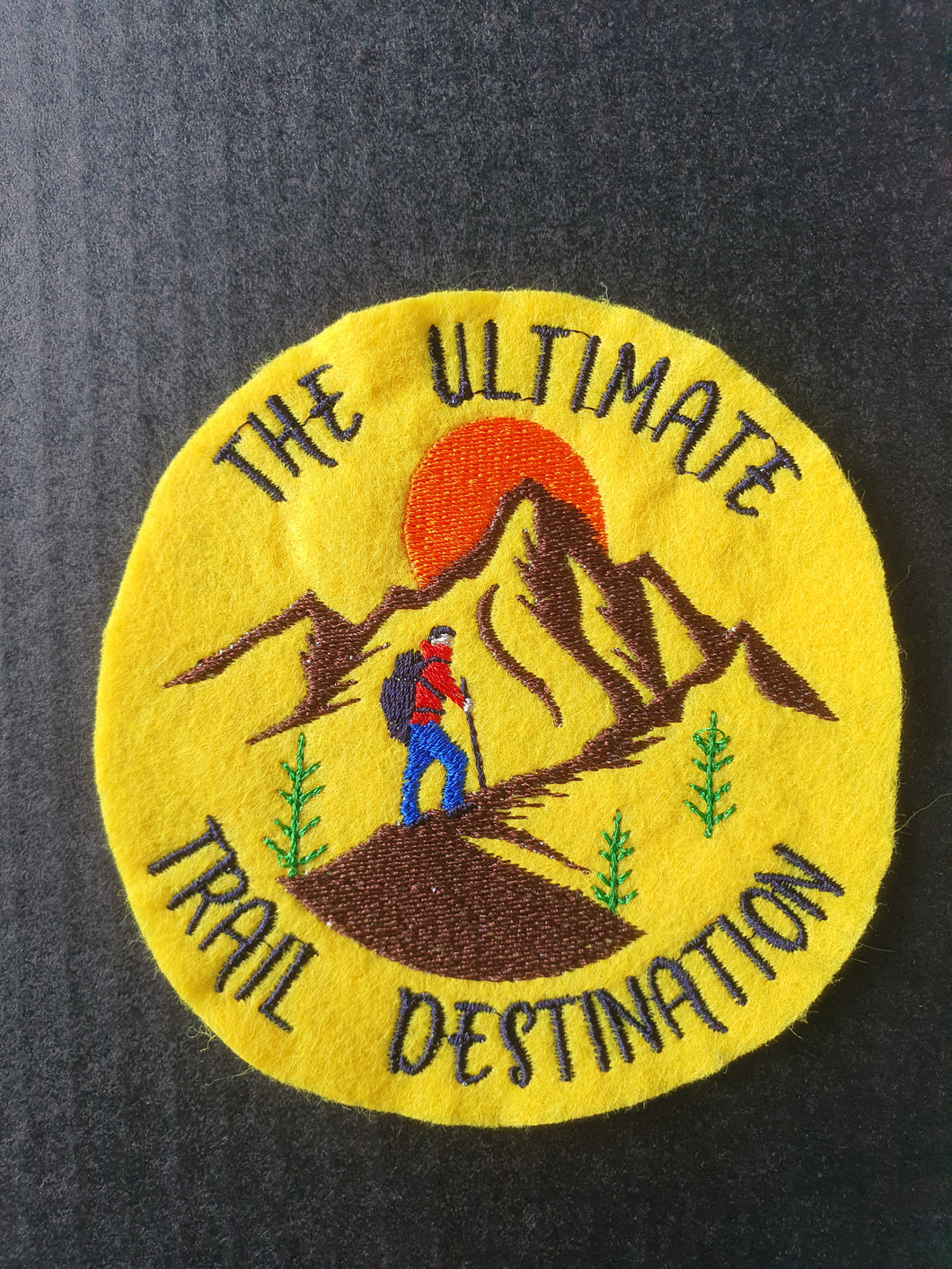 Hiking embroidery designs - The ultimate trail destination with hiker on mountain-Kraftygraphy