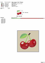 Load image into Gallery viewer, 2 Cherry embroidery design for machine, 8 sizes, fill stitch style-Kraftygraphy
