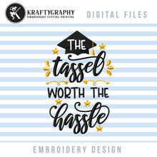 Load image into Gallery viewer, Graduation Machine Embroidery Designs Bundle, Class of 2021 Machine Embroidery Patterns, Senior Embroidery Sayings, Funny 2021 Graduation Pes Files, Graduation Cap Jef, Pandemy Graduation vp3, Tassel Embroidery Quotes-Kraftygraphy
