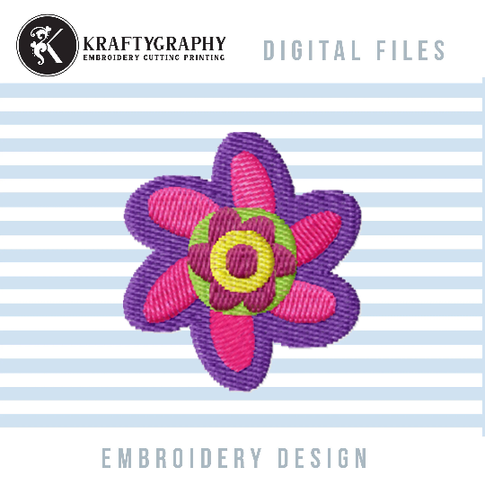 90’s Mini Flower Machine Embroidery Designs, Retro Floral Embroidery Patterns, Vintage Disco Embroidery Files-Kraftygraphy