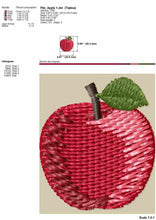 Load image into Gallery viewer, Simple Apple embroidery design for machine with 9 small sizes-Kraftygraphy
