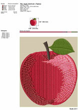 Load image into Gallery viewer, Simple Apple embroidery design for machine with 9 small sizes-Kraftygraphy
