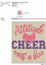 Load image into Gallery viewer, Cheer embroidery designs - Cheer attitude with a bow-Kraftygraphy
