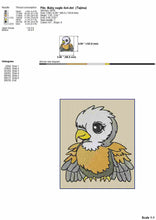 Load image into Gallery viewer, Baby eagle embroidery designs, nurser embroidery patterns, 4 sizes, sketch style-Kraftygraphy
