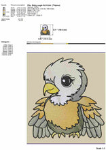 Load image into Gallery viewer, Baby eagle embroidery designs, nurser embroidery patterns, 4 sizes, sketch style-Kraftygraphy
