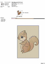 Load image into Gallery viewer, Cartoon squerill embroidery design for machine, 4 sizes, sketch embroidery, instant download-Kraftygraphy
