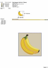 Load image into Gallery viewer, Bananas embroidery design for machine, 9 sizes, fill stitch-Kraftygraphy
