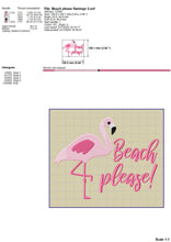 Load image into Gallery viewer, Summer Machine Embroidery Designs, Flamingo Embroidery Patterns, Beach Embroidery Sayings, Tropical PE Files, Beach Please Embroidery Files-Kraftygraphy
