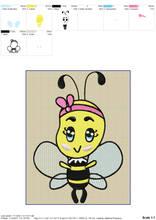 Load image into Gallery viewer, Cute Little Bee Machine Embroidery Designs, Baby Bee Embroidery Patterns, Baby Girl Shirt Pes Files, Honey Bee Embroidery Files, Bumble Bee Applique, Small Bee, Large Bee, Big Bee, Cartoon Bee-Kraftygraphy
